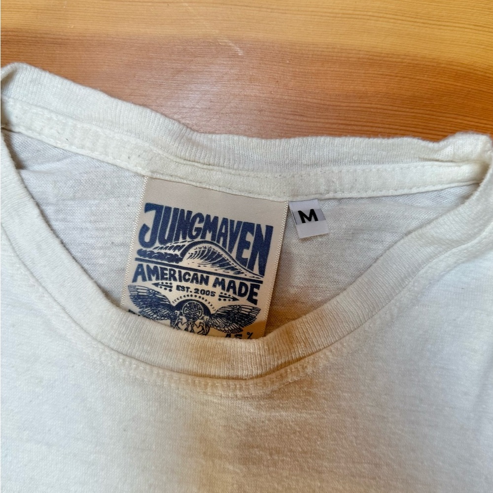Jungmaven White Short Sleeve Tee with Pink Heart Graphic - Picture 3 of 3